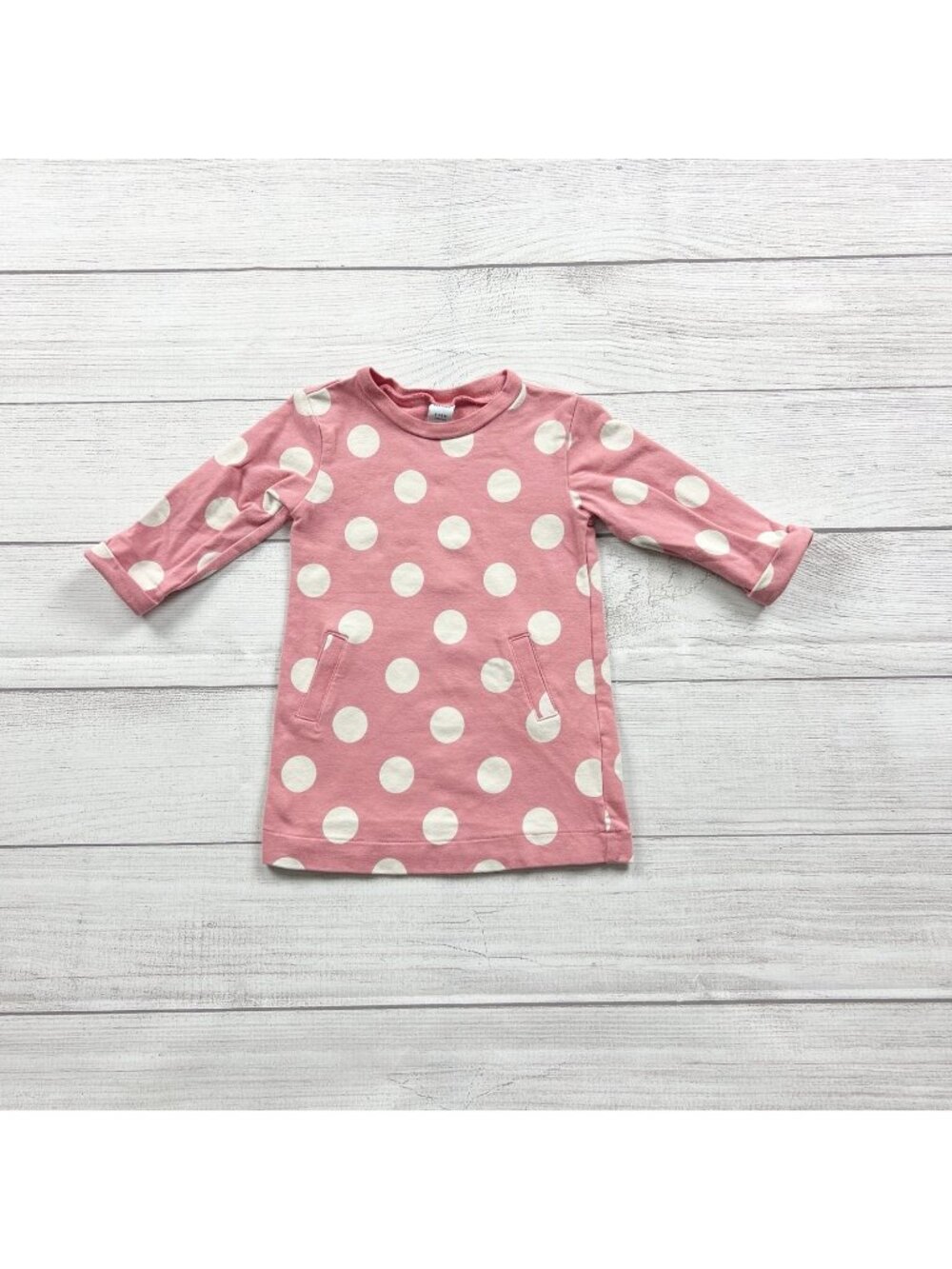Old Navy Pink Polka Dot Stretch Tunic Front Pockets 6-12 Months